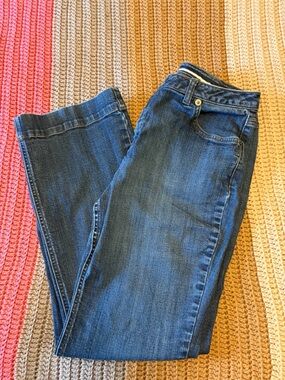 Lands' End Women's Premium Denim Boot Leg Jeans Original Fit Modern Waist